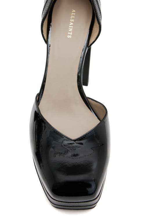 Allsaints Tiffanny Platform Sandal In Black Shine