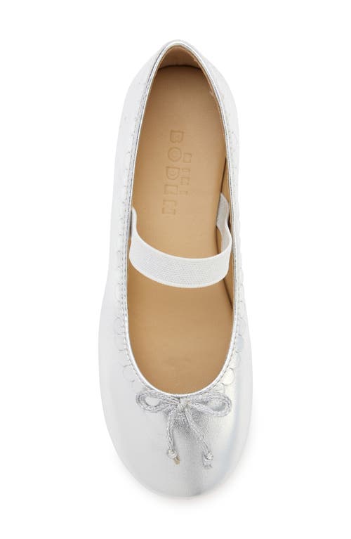 Shop Mini Boden Kids' Metallic Ballet Flat In Silver Metallic