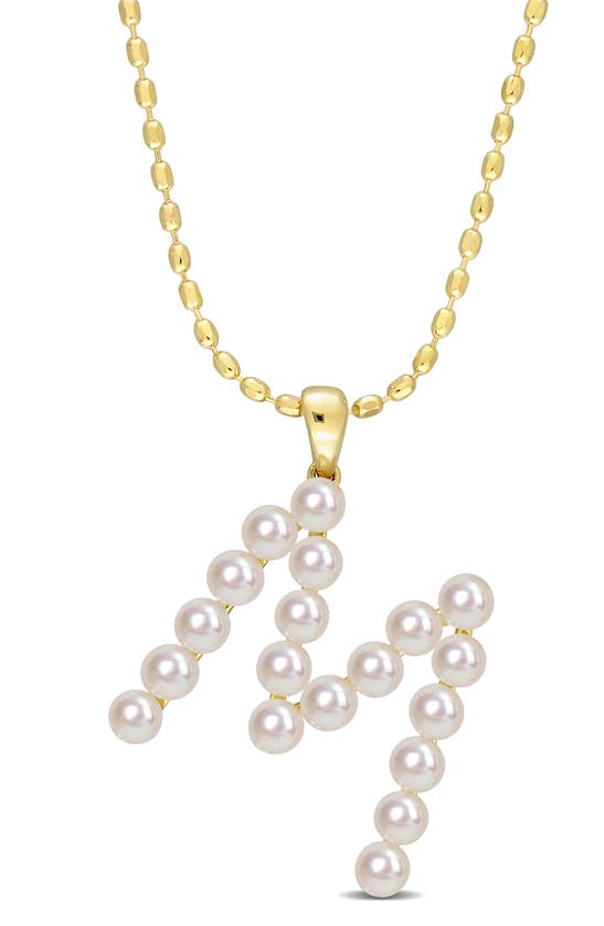 DELMAR DELMAR 3.5-4MM FRESHWATER CULTURED PEARL INITIAL PENDANT NECKLACE