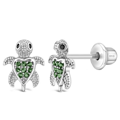 Shop In Season Jewelry Cubic Zirconia Turtle Earrings In Green