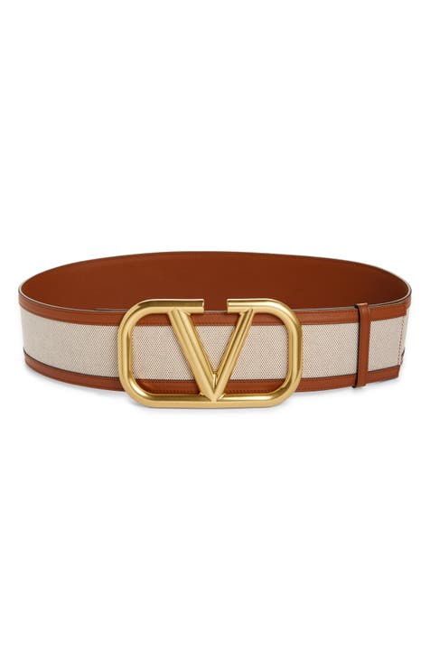 VALENTINO BY MARIO VALENTINO Circular Logo Buckle Brown (Caramel) Leather  Belt