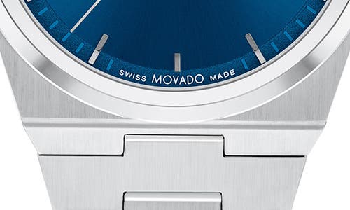 Shop Movado Quest Bracelet Watch, 40mm In Blue/silver