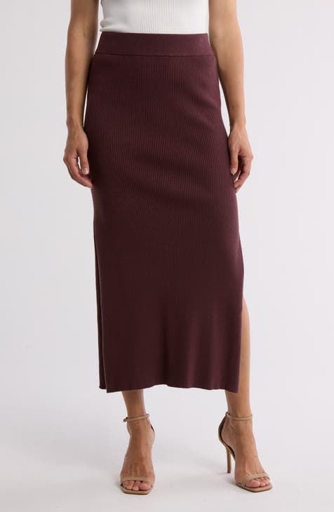 Rib Knit Midi Skirt