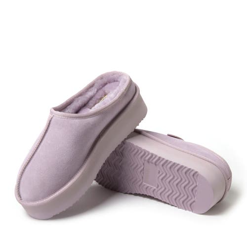 Dearfoams Fireside By Women's Queenstown Genuine Shearling Platform Clog In Lilac