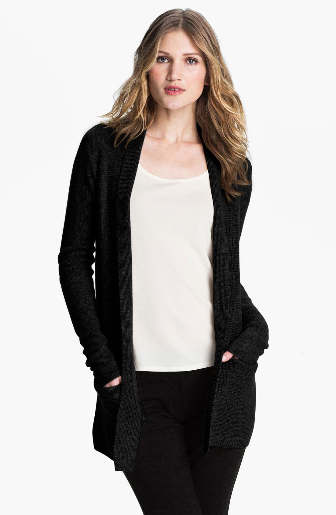 White + Warren Thermal Front Cashmere Cardigan Nordstrom