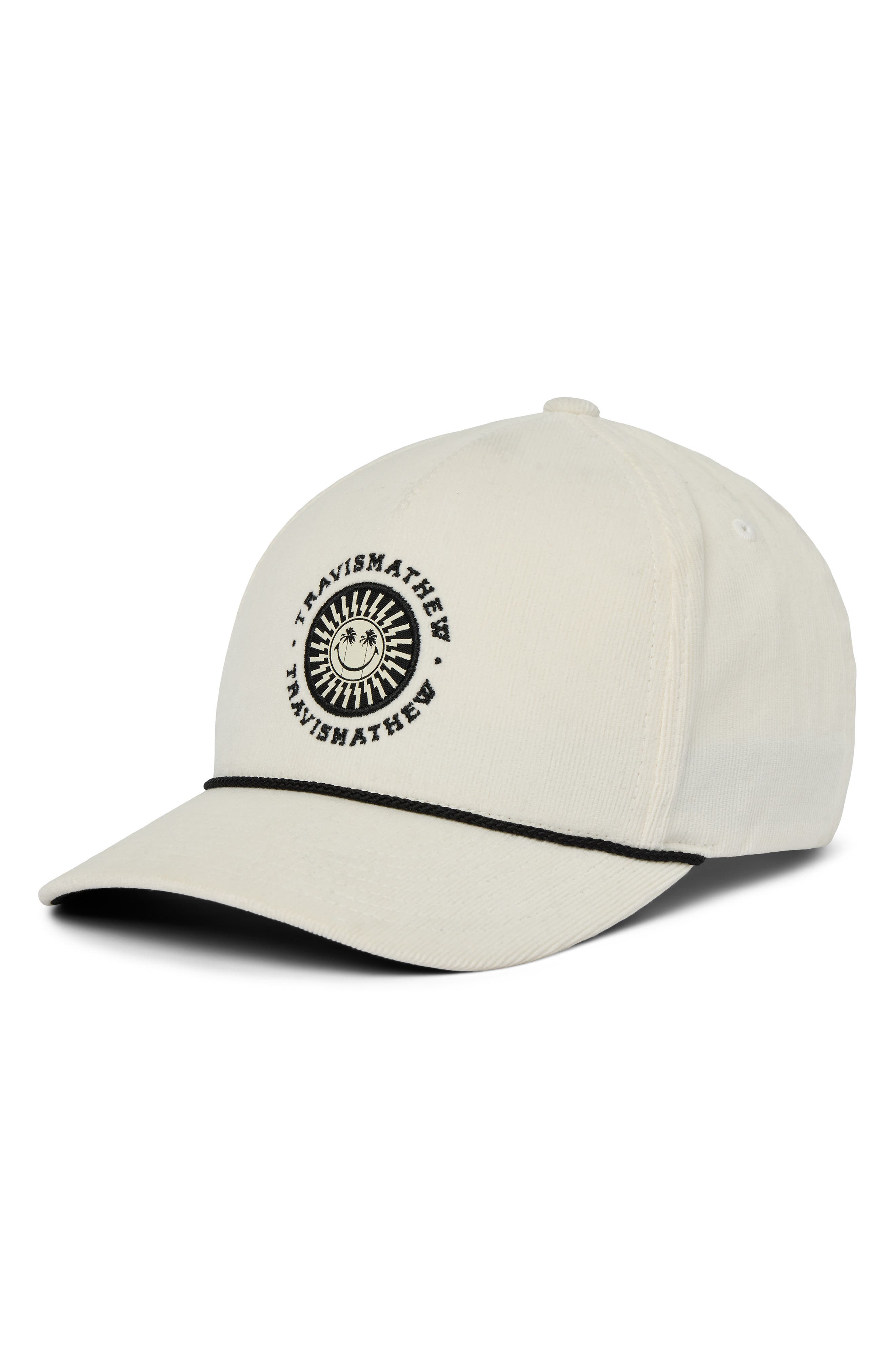 TravisMathew New Visitor Corduroy Snapback Baseball Cap in Vanilla Ice 