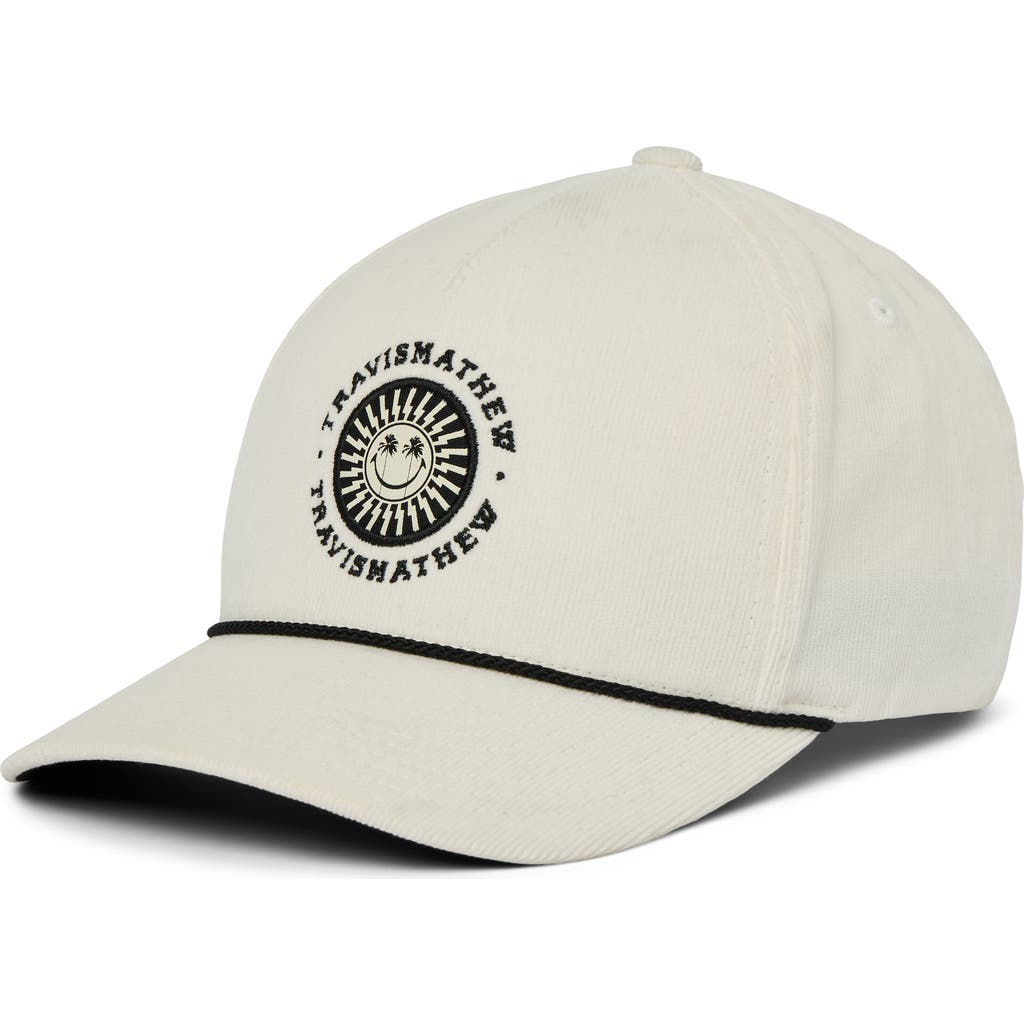 TravisMathew New Visitor Corduroy Snapback Baseball Cap in Vanilla Ice