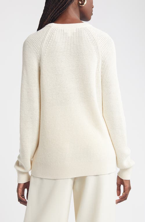 Shop Nordstrom Cotton & Merino Wool Rib Sweater In Ivory Pristine