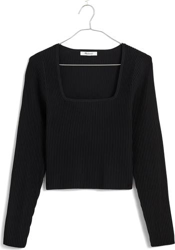 Women's Long-Sleeve Ottoman Squareneck Top, Women's Clearance