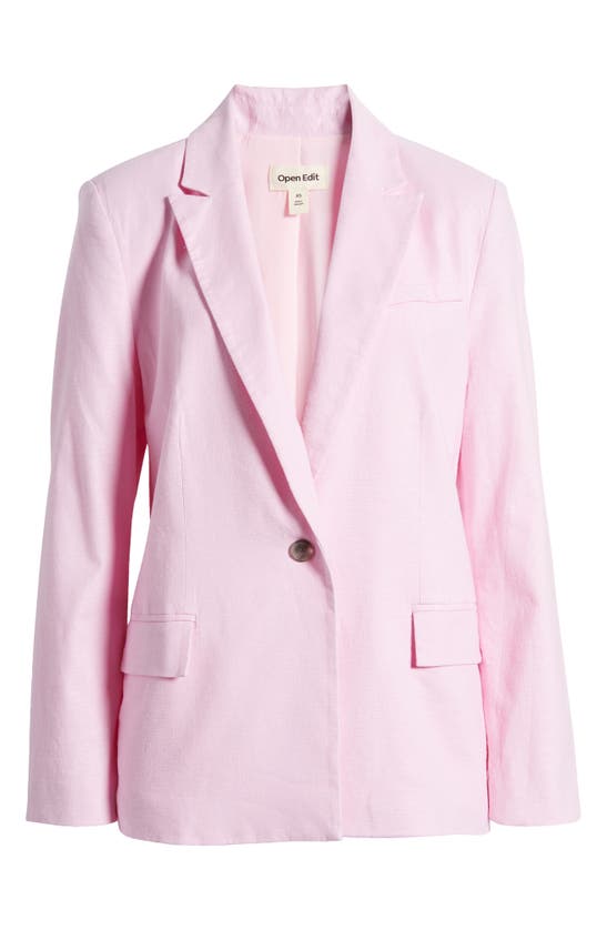 Shop Open Edit Linen Blend Blazer In Pink Pirouette