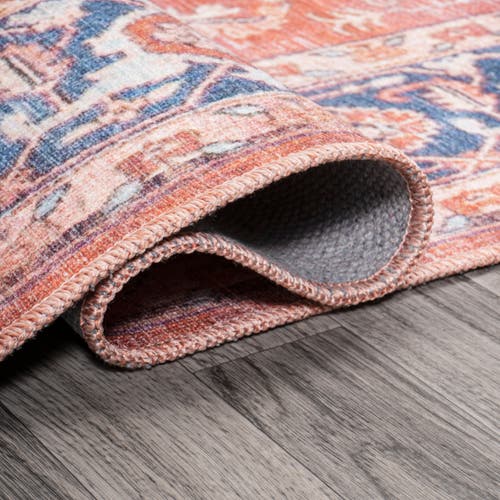 Jonathan Y Maris Ornate Medallion Machine-washable Area Rug In Terracotta/navy