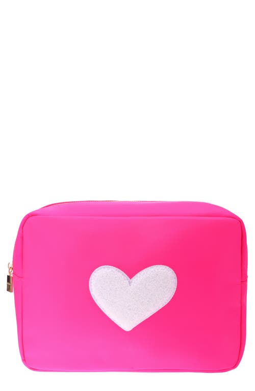 XL Heart Cosmetics Bag in Hot Pink