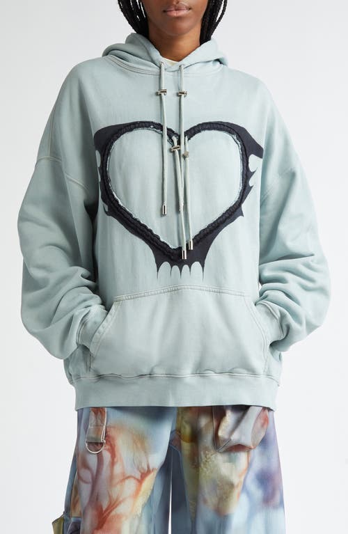 Shop Collina Strada Heart Drawstring Cotton Hoodie In Thunder Blue