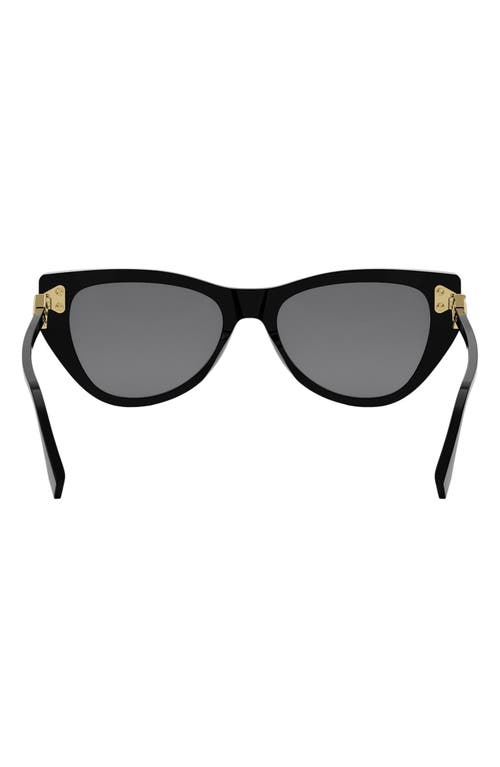 Shop Fendi ' Diamonds 54mm Cat Eye Sunglasses In Shiny Black/smoke