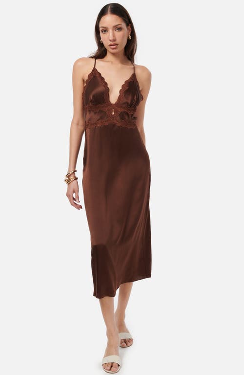 Shop Cami Nyc Roya Floral Silk Midi Slipdress In Mocha