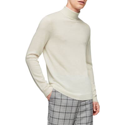 Topman Merino Wool Turtleneck Sweater, Ivory