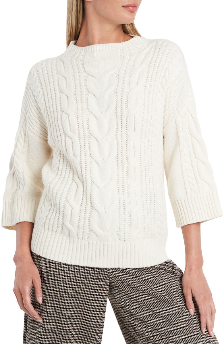 VINCE CAMUTO Cable Stitch Sweater, Main, color, ANTIQUE WHITE