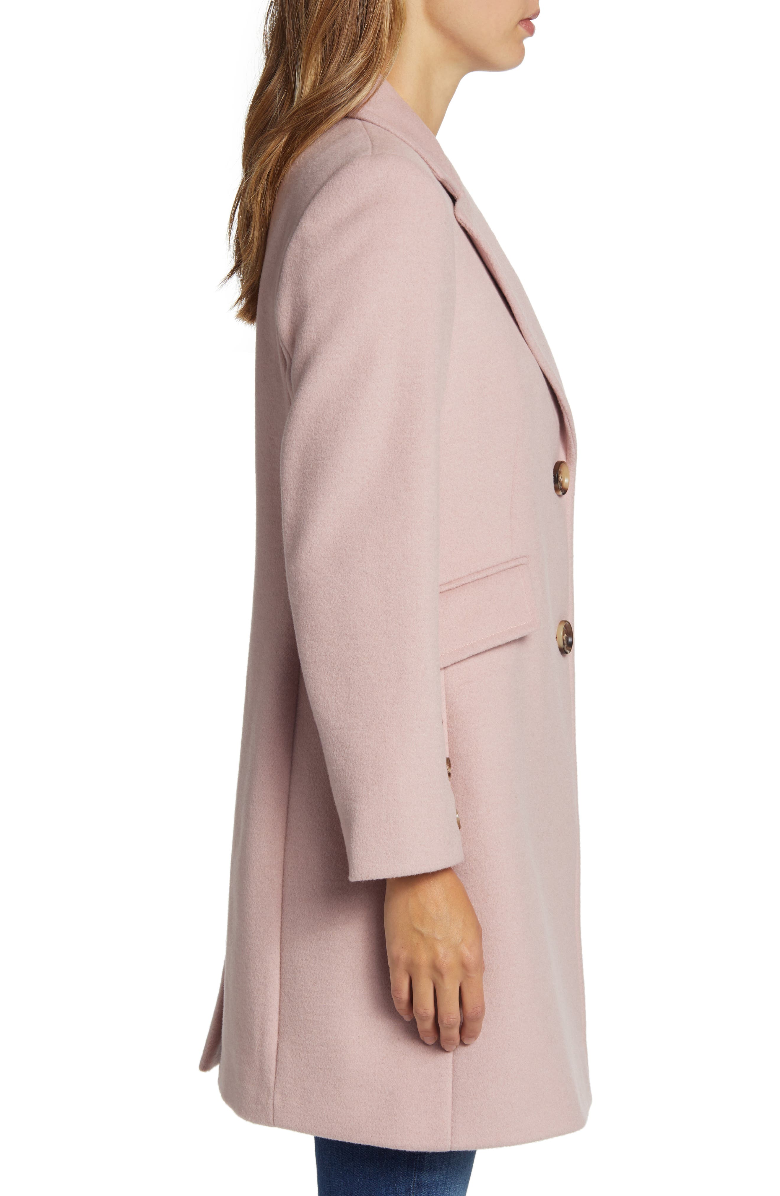 Sam Edelman Herringbone Button Twill Wool Blend Coat Nordstrom