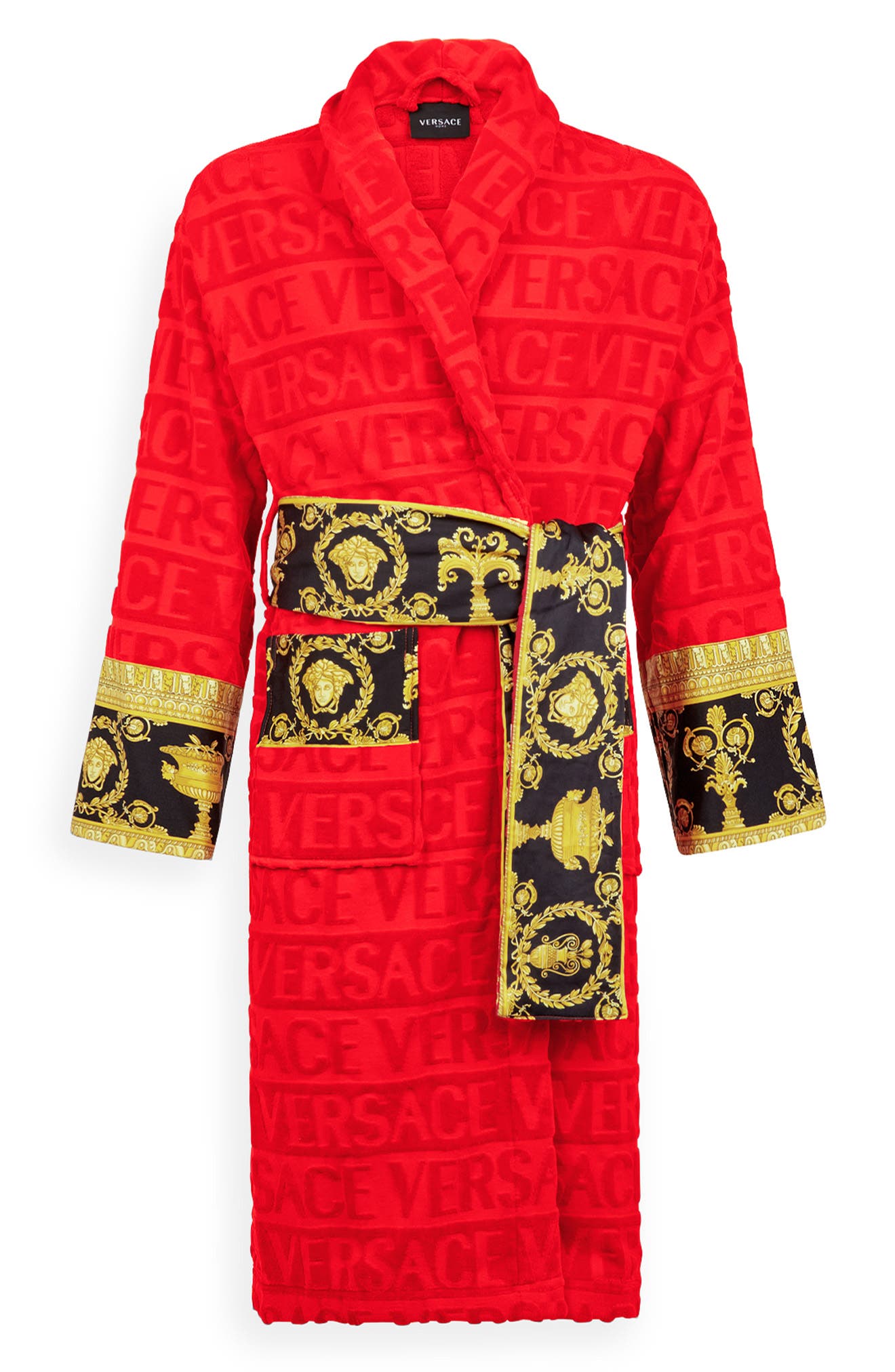 Versace Barocco Terry Robe in Red