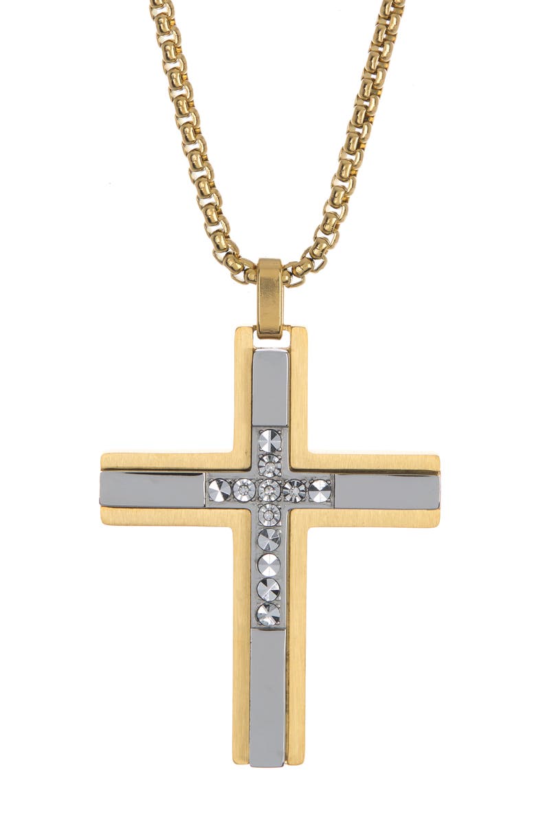 AMERICAN EXCHANGE Men's Two-Tone Stainless Steel Embellished Cross ...