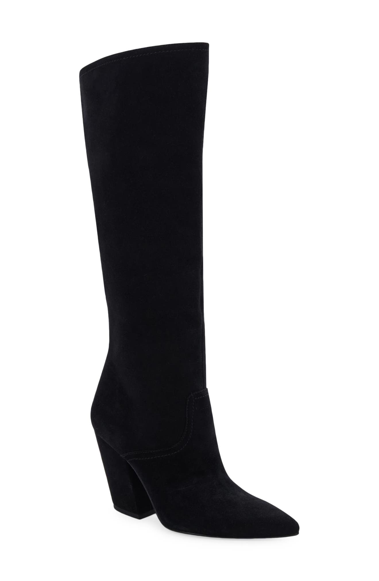 women's black stretch knee high boots