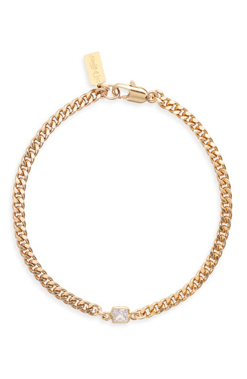 Kelcie Cubic Zirconia Curb Chain Bracelet in Gold