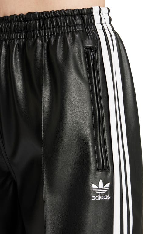 Adidas Originals Firebird Faux Leather Track Pants In Black