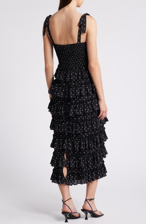 Shop Wayf The Masie Polka Dot Tiered Dress In Black Polka Dot