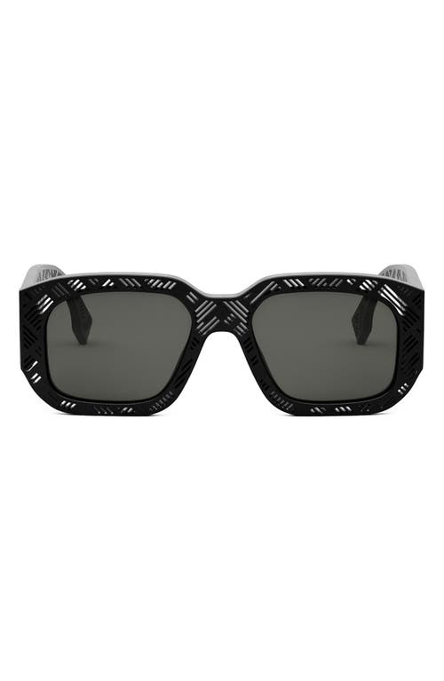 'Fendi Shadow 52mm Rectangular Sunglasses in Matte Black /Smoke at Nordstrom