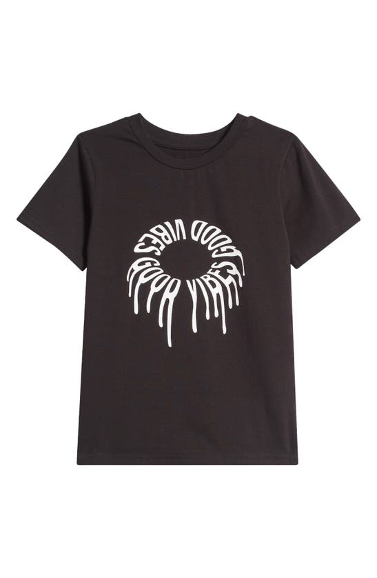 Shop Tiny Tribe Kids' Good Vibes Graphic Stretch Cotton T-shirt In Black