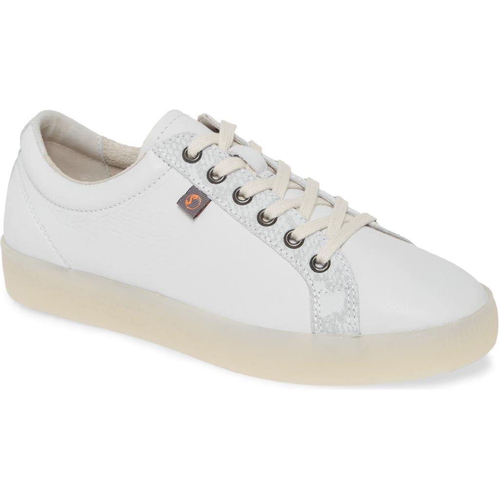 Shop Softinos By Fly London Suri Low Top Sneaker In White/grey Smooth Leather