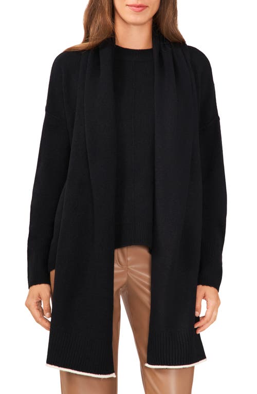 halogen(r) Crewneck Sweater with Scarf in Rich Black
