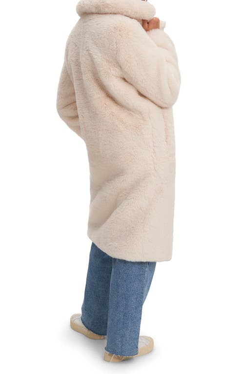 Noize Faux Fur Longline Coat In Ivory