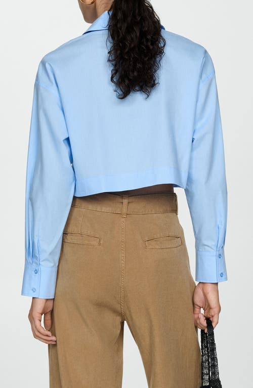Mango Crop Button Front Shirt In Sky Blue