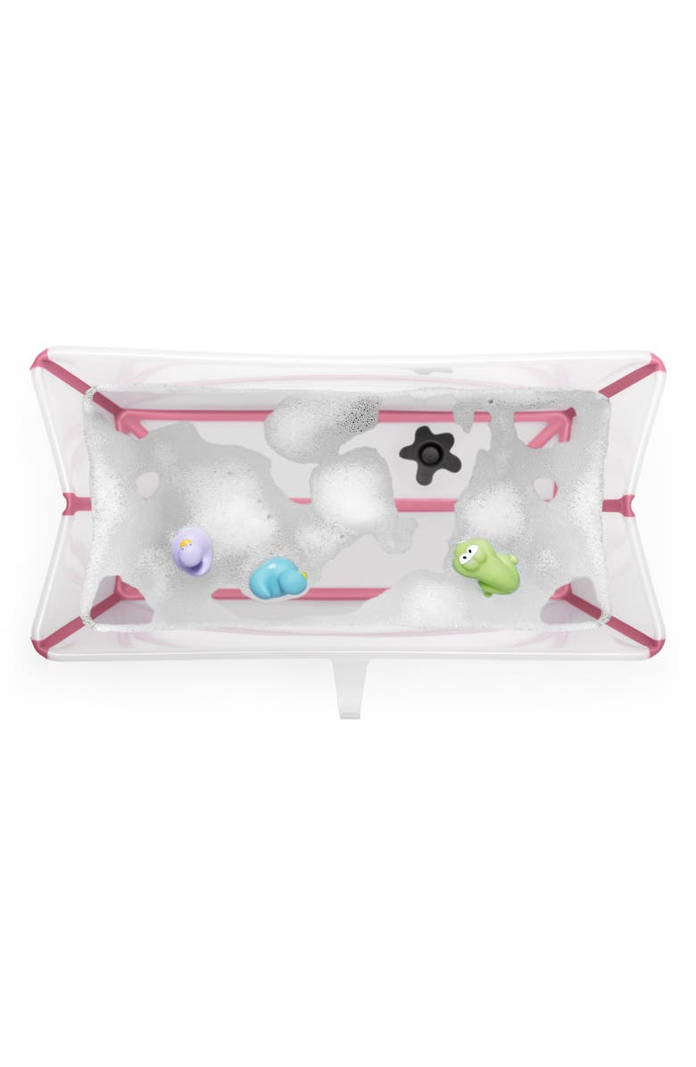 STOKKE Flexi Bath<sup>®</sup> Foldable Baby Bathtub with Temperature Plug, Main, color, TRANSPARENT PINK