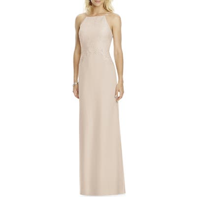 After Six Square Neck Lace & Chiffon Gown