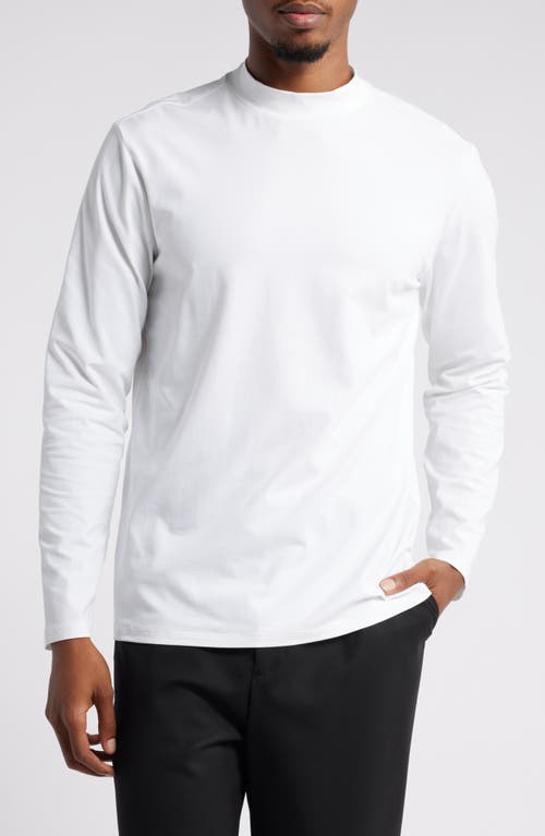 Shop Open Edit Long Sleeve Mock Neck Shirt In White