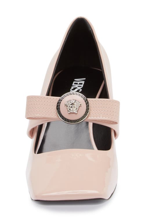 Shop Versace Medusa Bow Mary Jane Pump In Dusty Rose/palaldium