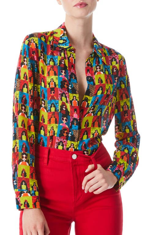 Alice + Olivia Willa Stace Face Button-Up Shirt in Stace Of The World