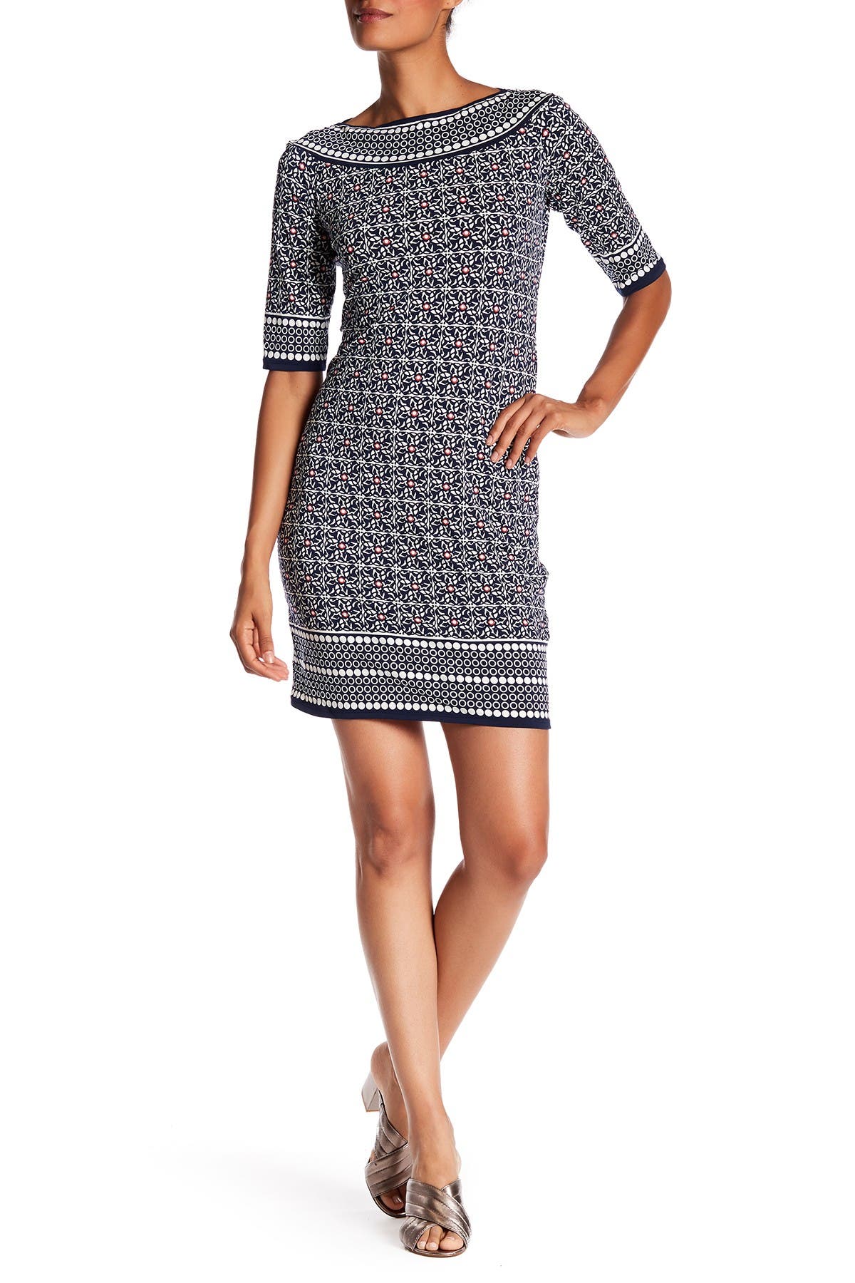 max studio mixed print sheath dress