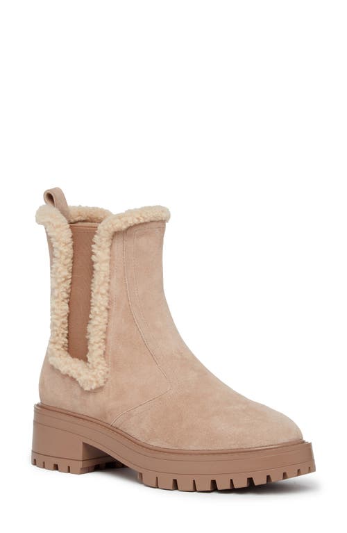 Shop Paige Bowie Genuine Shearling Trim Chelsea Boot In Light Tan