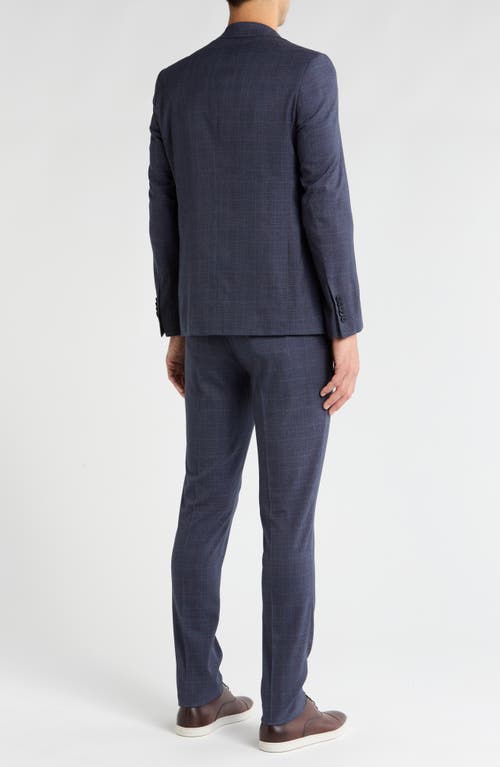 Soul Of London Fancy Plaid Two Button Slim Fit Suit In Blue/bleu