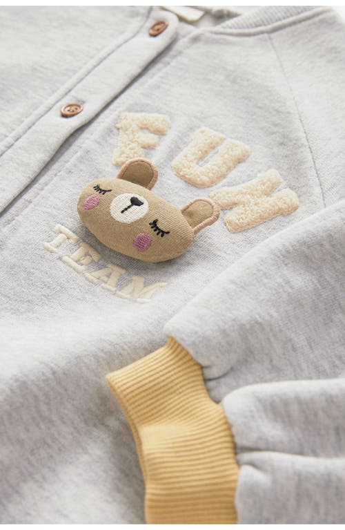 Shop Next Kids' Bear Appliqué Knit Baseball Jacket In Grey