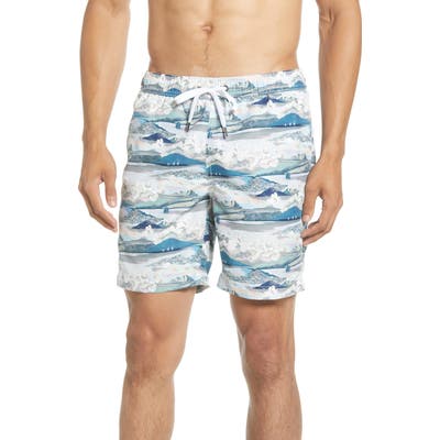 Onia Charles Scenery Swim Trunks, Blue