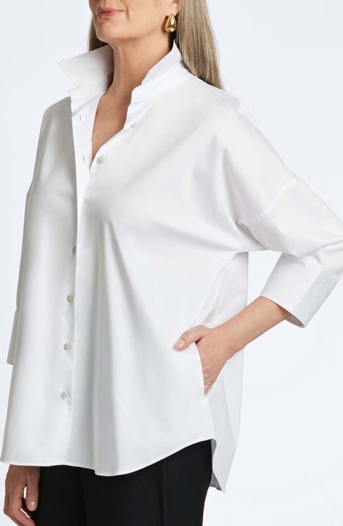 Shop Foxcroft Avery Stretch Button-up Shirt In White