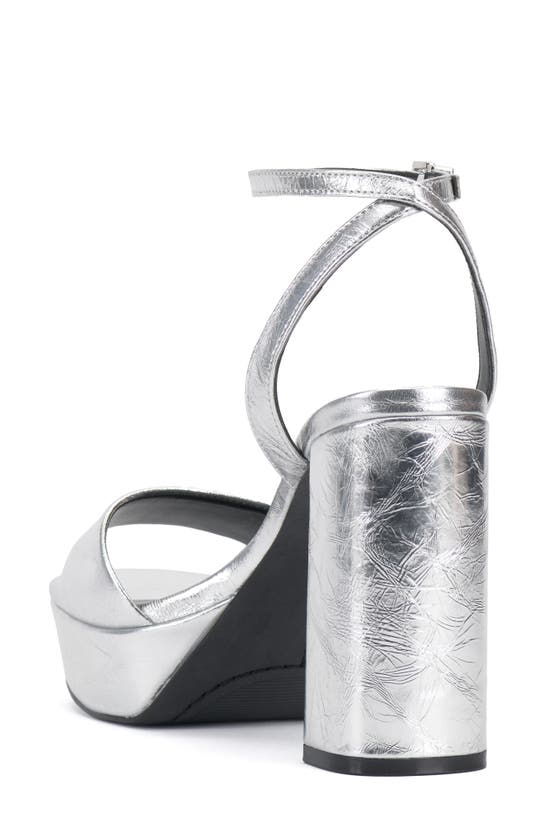 Vince Camuto Pendry Ankle Strap Platform Sandal In Silver Crackle Foil