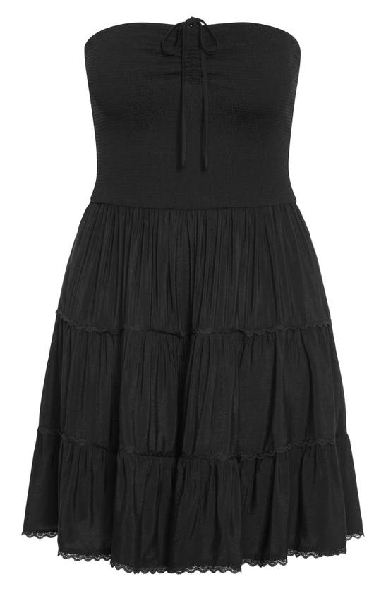 Shop City Chic Tahlia Smocked Strapless Dress In Black