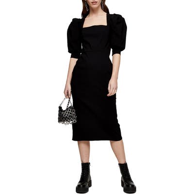 Topshop Bengaline Square Neck Dress, US (fits like 2-4) - Black