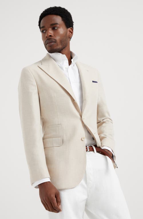 Shop Brunello Cucinelli Diagonal Twill Unconstructed Blazer In Sand