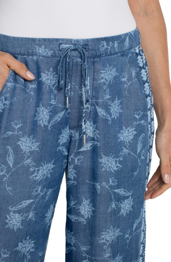 Shop Liverpool Los Angeles Floral Print Wide Leg Crop Pants In Indigo Floral